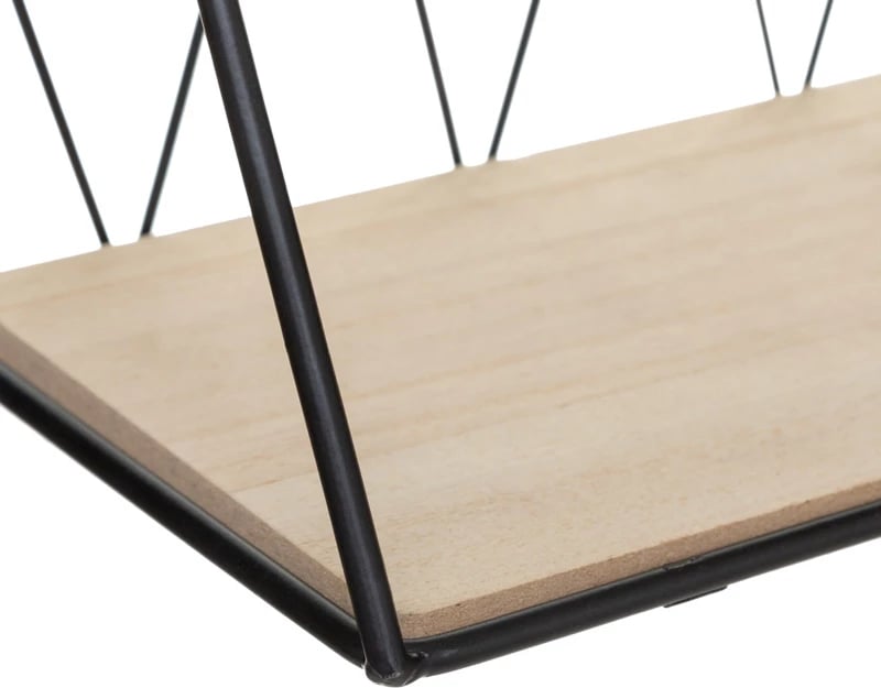 Raft muri Anneza, metal-MDF, ngjyrë natyrale-e zezë, 48x12x20cm