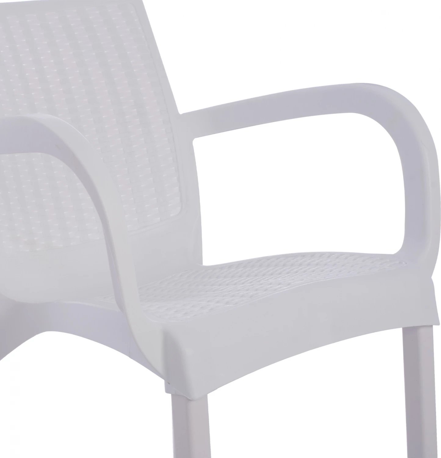 Karrige e bardhë polipropileni rattan, këmbë alumini, FH5591.01, 60x60x82 cm