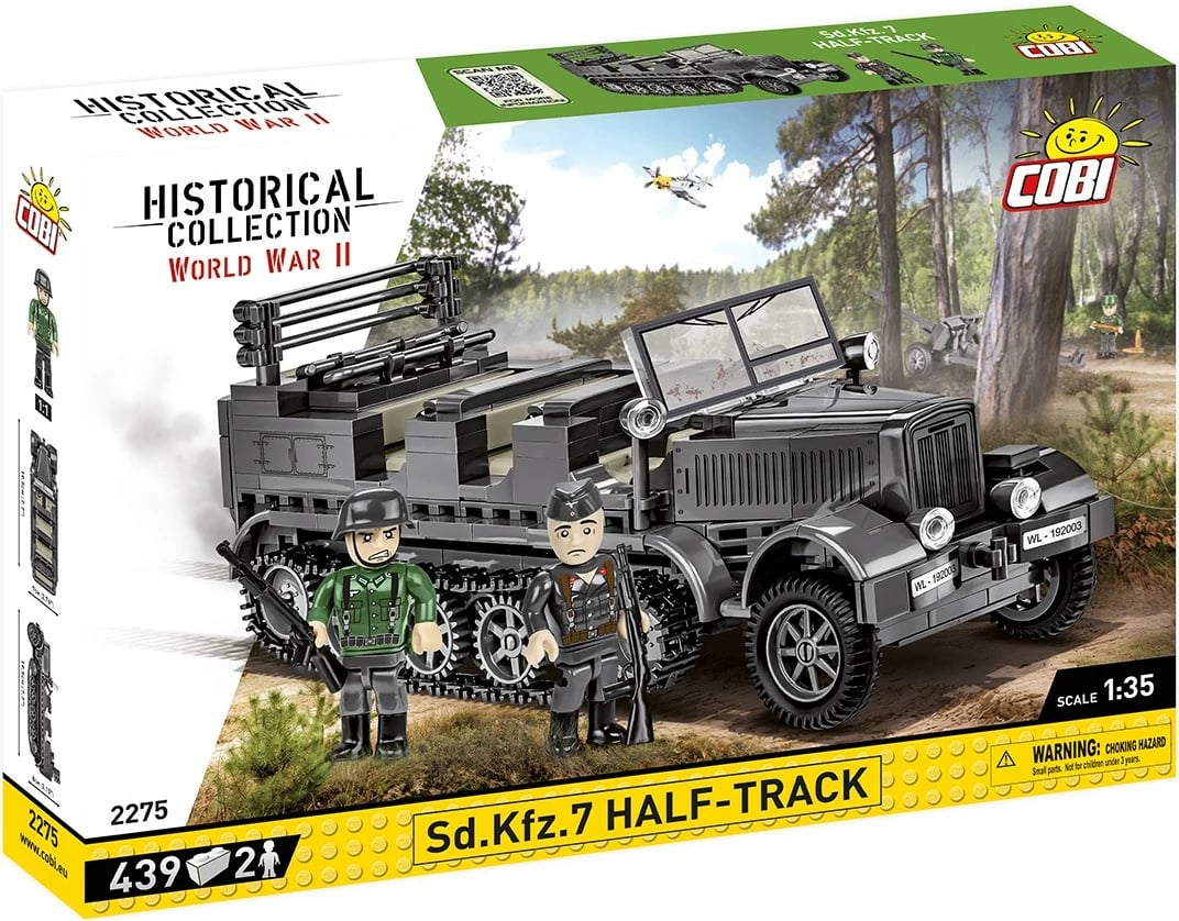 Set ndërtimi Cobi Klocki Sd.Kfz. 7 Half-Track, 439 pjesë, 1:35, me 2 figura, Gri