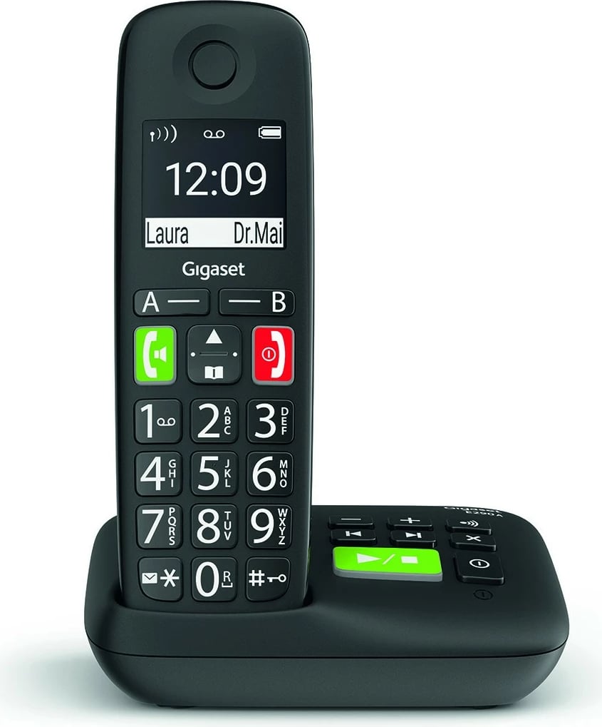 Telefon pa tela Gigaset E290A me sekretar automatik, i zi