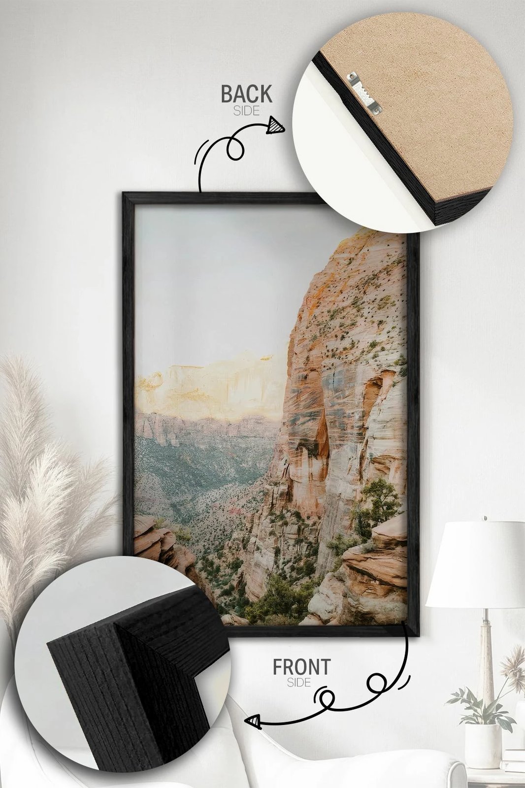 Set pikturash dekorative me kornizë, 2 copë, Wallity, Ersy2Lımodel28-Sıyah