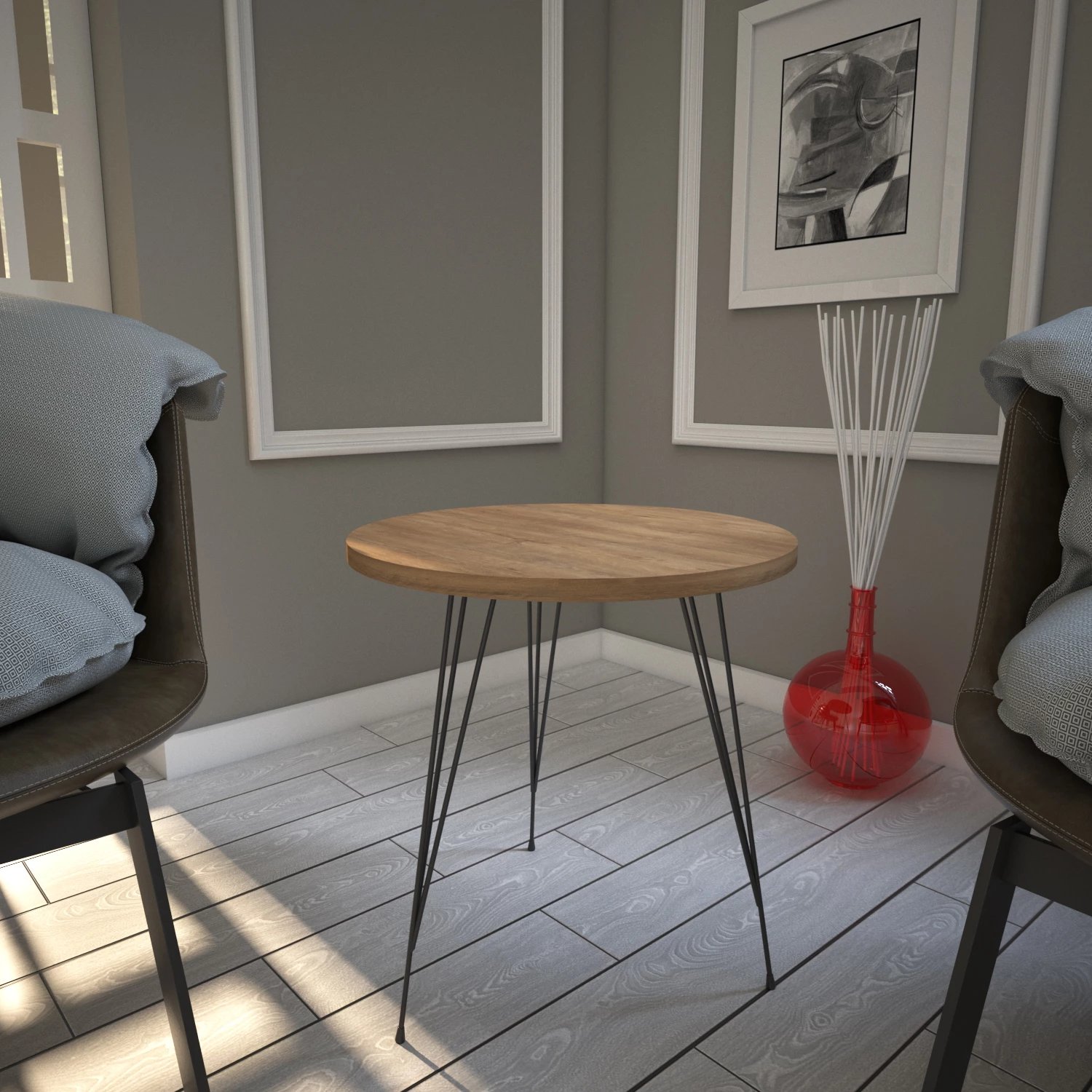 Tavolinë anësore Hanah Home, ngjyrë lisi kaukazian, Sandalf