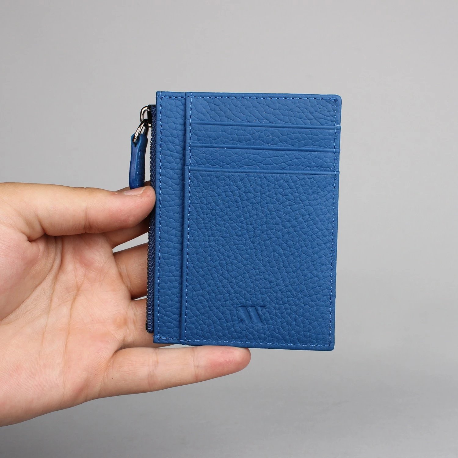 Portofol prej lëkure, ngjyrë sax blue, Zoozie Bags, 8.5x11cm