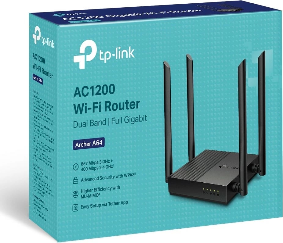 Router TP-LINK Archer A64 AC1200, 4 antena, i zi