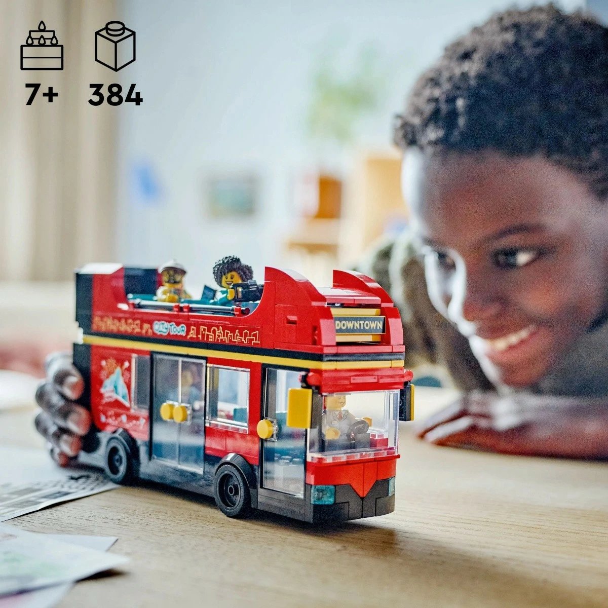Set lodrash LEGO City 60407, autobus dy-katësh, i kuq, 384 pjesë