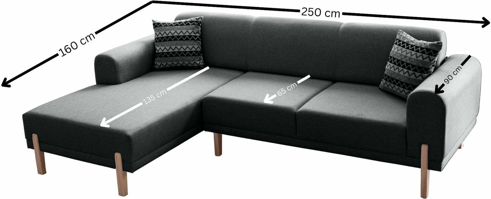 Kënd-sofë krevati Atelier del Sofa, mocha relax majtas, anthracite