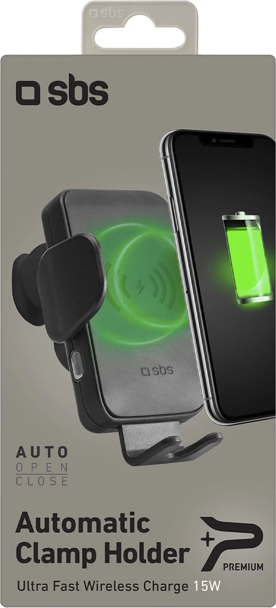 Mbështjellës me karikim wireless SBS TESUPWIR15WAUT për ventilator të makinës, 15W, i zi