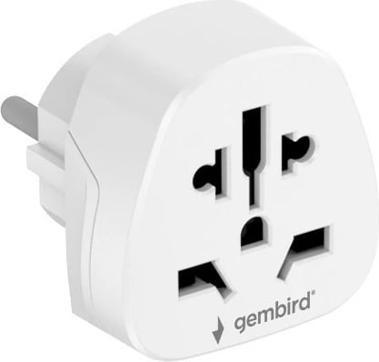 Adapter rryme udhëtimi, Gembird, A-AC-EUMINTF, 15A, prizë BE Schuko, i bardhë