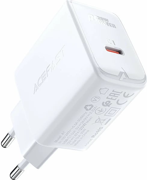 Karikues i shpejtë Acefast A1, USB Type-C, 20W, i bardhë