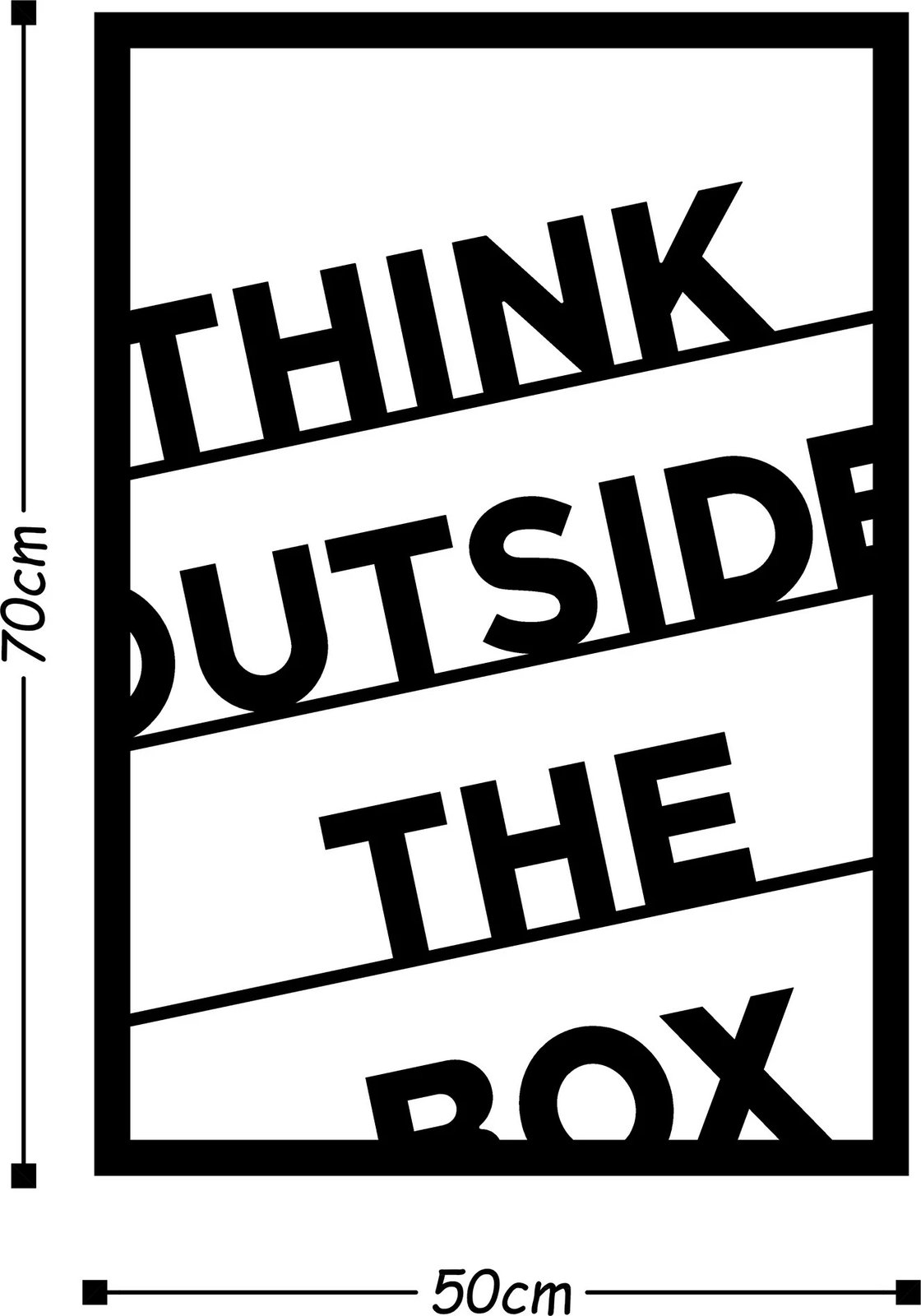 Aksesor dekorativ metalik për mur Wallity, Think Outside The Box, ngjyrë e zezë