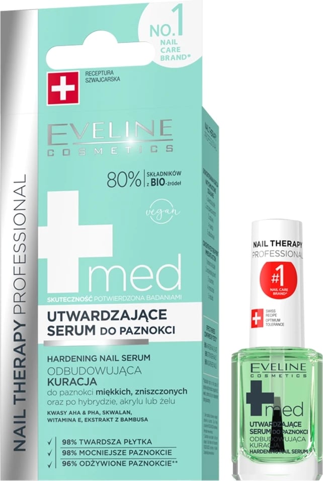 Serum për thonj Eveline Cosmetics Nail Therapy Professional Med+ Hardening për femra 12ml