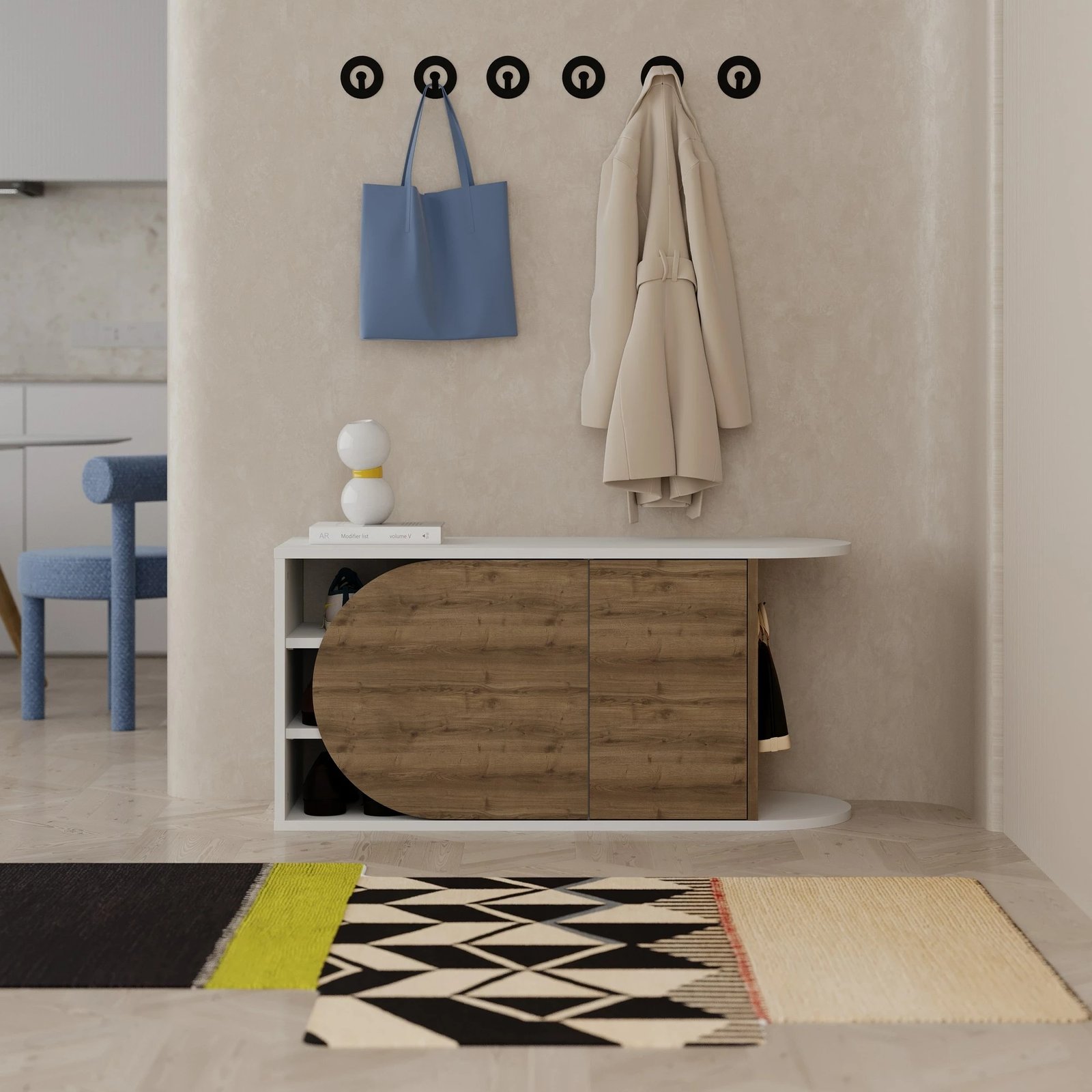 Dollap këpucësh Skye Decor, Nova, ngjyrë Hitit dhe e bardhë