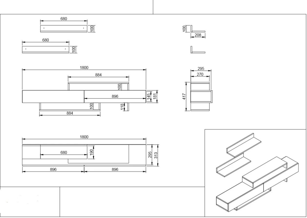 Njësi TV Hanah Home, Nirvana, e bardhë dhe teak
