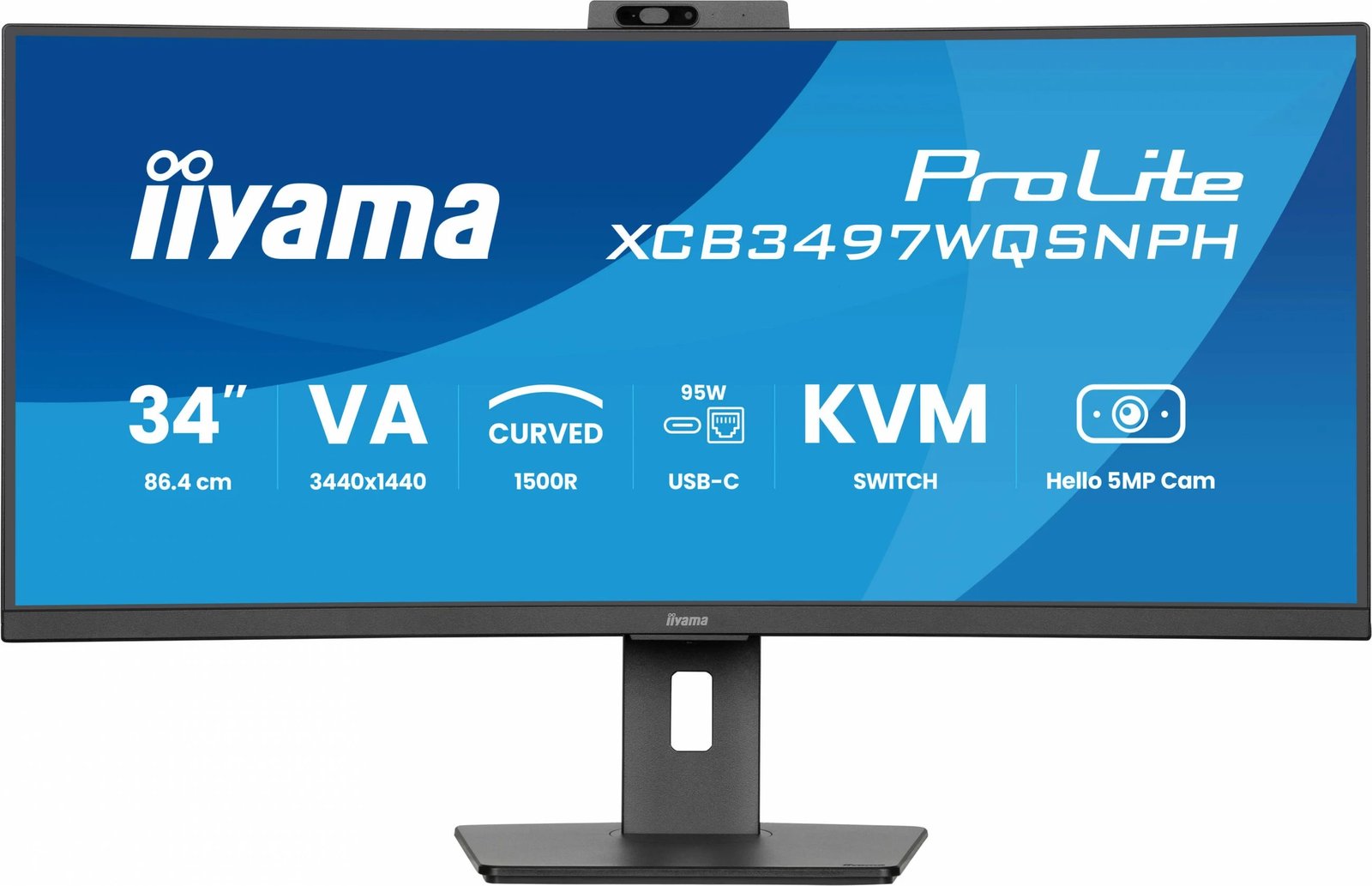 Monitor iiyama ProLite XCB3497WQSNPH-B1, 34", VA, UWQHD, KVM, USB-C, i zi