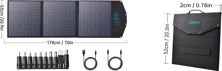 Karikues diellor portativ Choetech SC008, 120W, 4 porta, i zi