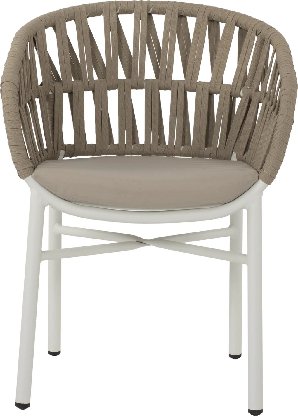 Karrige alumini e bardhë me litar bezhë 57x56x78 cm.FH5857.02