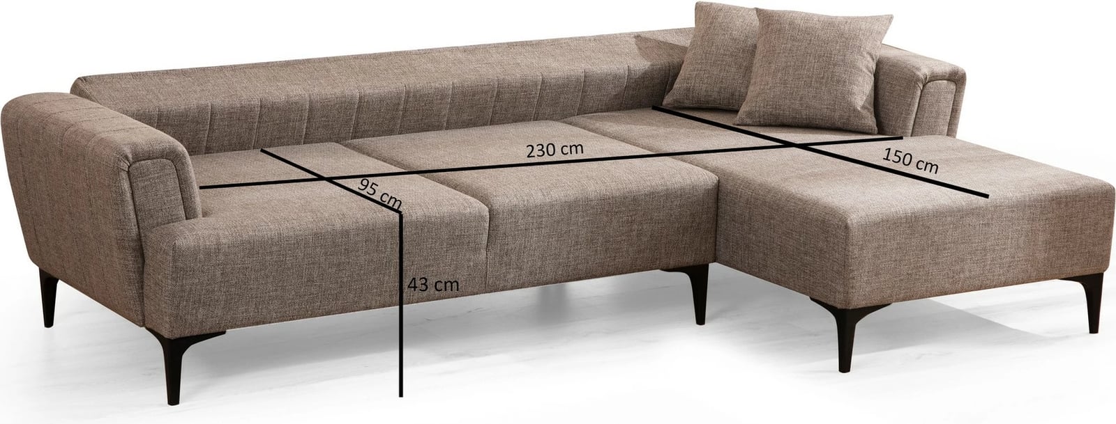 Kënd-sofë krevati Hamlet, kënd i djathtë, ngjyrë kafe e çelët