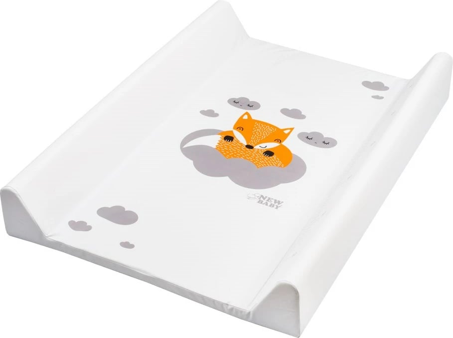 jastëk ndërrimi bebe, New Baby, Fox, 50x70 cm, me fund të fortë dhe anë të ngritura, e papërshkueshme nga uji, e bardhë