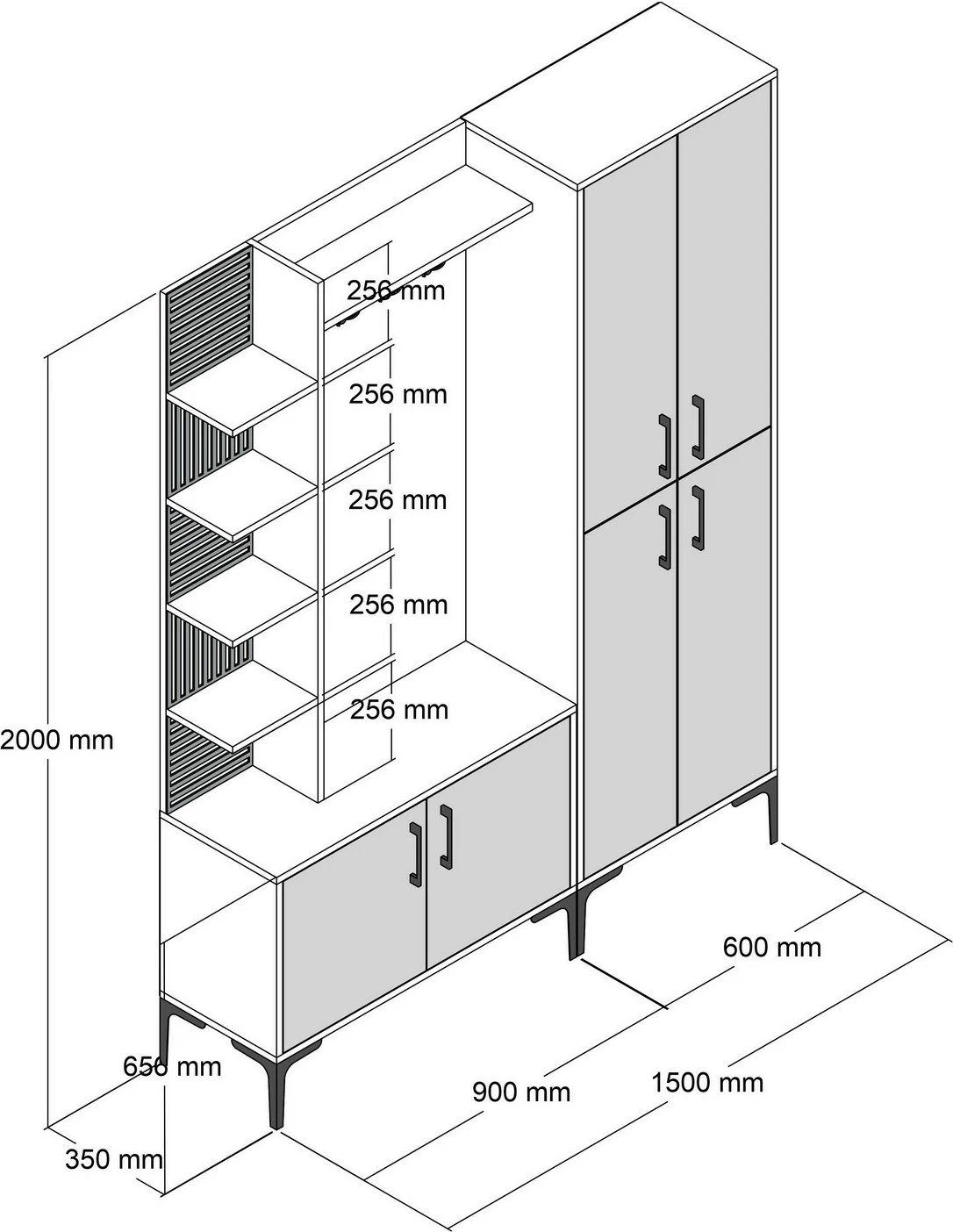 Stendë korridori, ngjyrë arre dhe krem, Skye Decor, Viyana DA