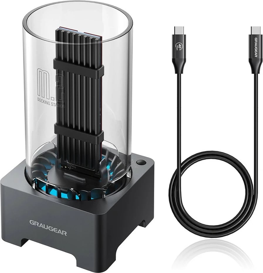Docking station GrauGear USB 4.0 për M.2 PCIe Gen4x4 NVMe SSD, gri