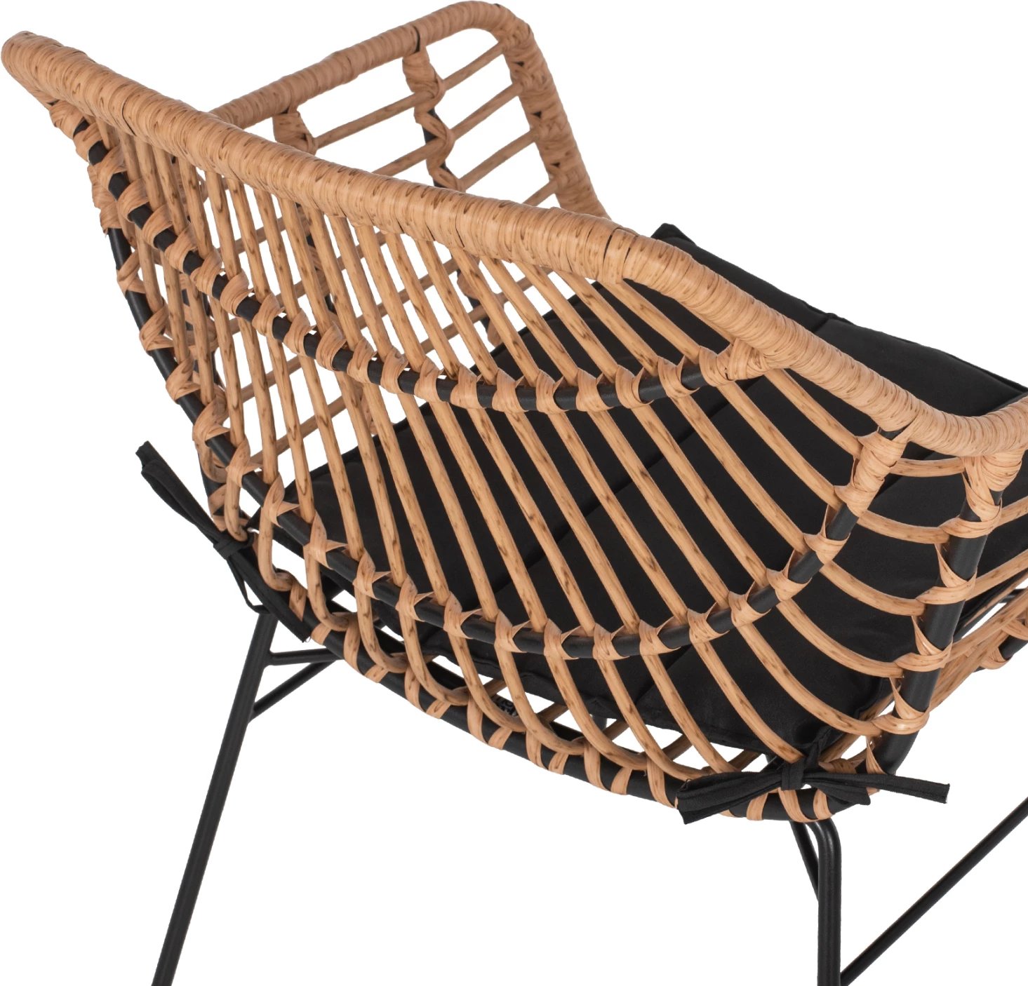 Karrige profesionale, metal i zi, rattan bezhë & jastëk, FH5864.01, 58.5x60.5x80 cm