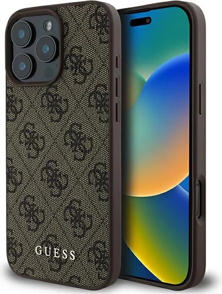 Mbështjellës Guess 4G Classic për iPhone 16 Pro Max, Kafe