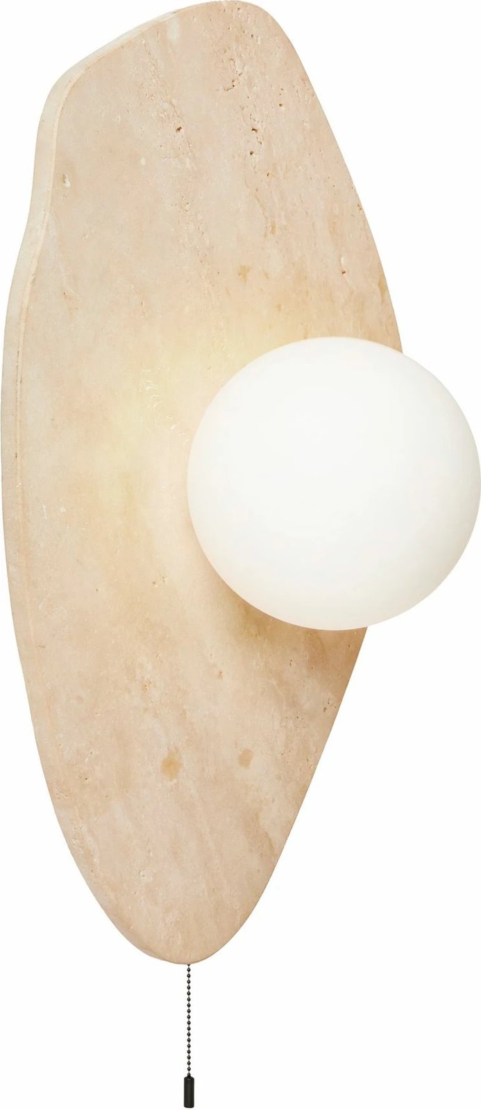 Llambë muri Opviq, trup travertini, kapak qelqi, bezhë/bardhë