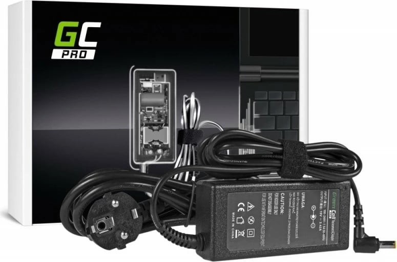 Furnizues energjie Green Cell PRO AD01P për laptop Acer, 19V 3.42A 65W, 5.5-1.7mm, i zi