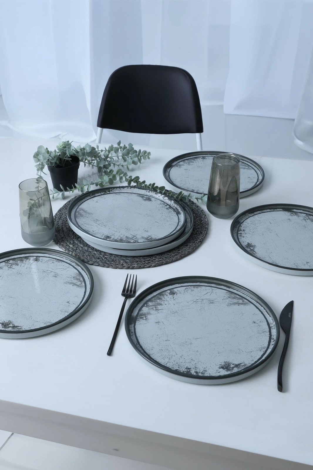 Set pjatash shërbimi (6 copë), Hermia Concept, X00018264, ngjyrë kaltër e çelët