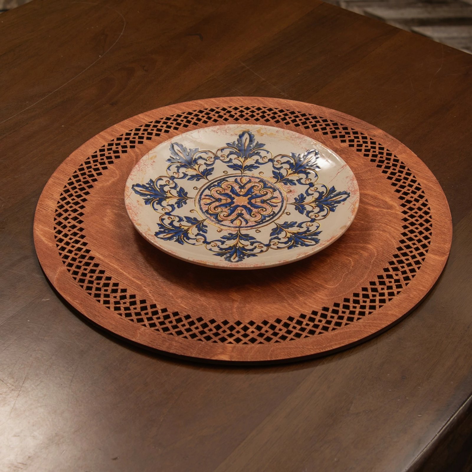 Set nënshtrues tavoline prej druri, 4 copë, Hermia, Selçuk - ngjyrë trëndafili