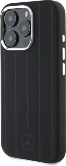 Mbështjellës Mercedes Silicone Vertical Tonal Stripes MagSafe për iPhone 16 Pro Max, Zi