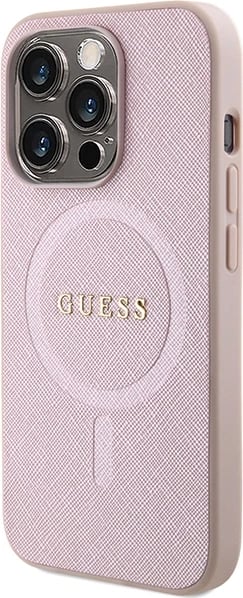 Mbështjellës Guess Saffiano MagSafe për iPhone 15 Pro, Rozë