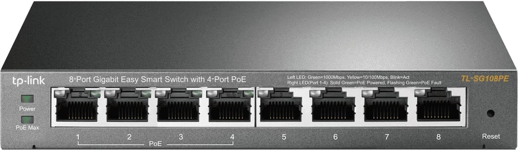 Switch TP-Link TL-SG108PE 8 porta Gigabit, 4 porta PoE, Easy Smart, e bardhë