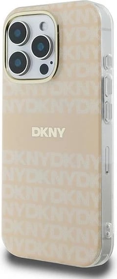 Mbështjellës DKNY Repeat Texture Pattern With Stripe për iPhone 16 Pro Max, Rozë