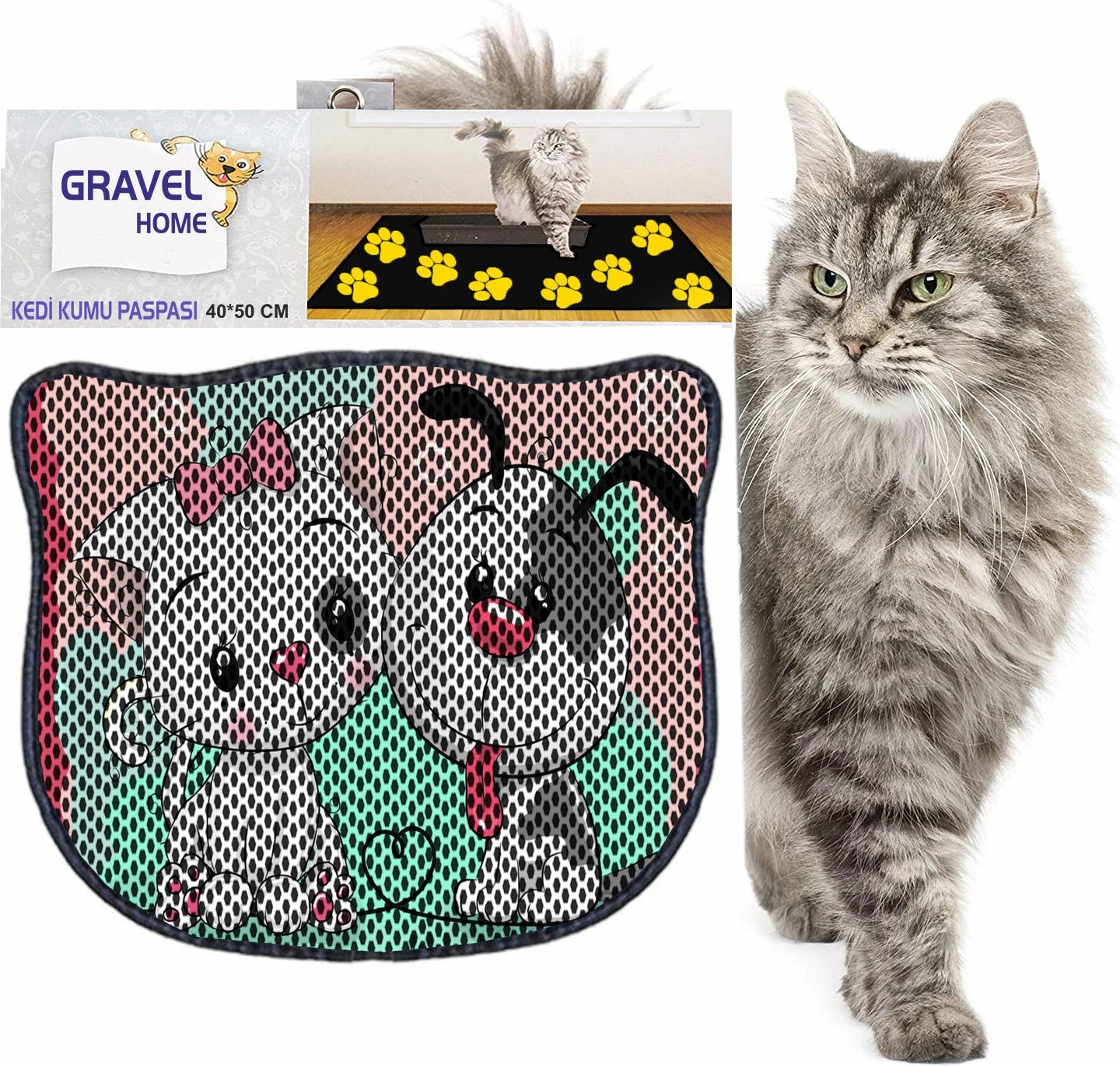 Tapet për rërë mace, shumëngjyrësh, Paws & Whiskers, Kdkafa0067, 40x50cm