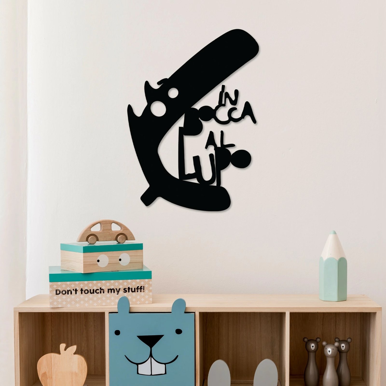 Aksesor dekorativ metalik për mur, Wallity Lupo 3, ngjyrë e zezë, 40x56cm