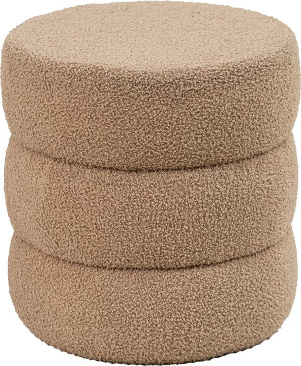 Puf karrige Kioto, material teddy, ngjyrë kafe, D40x40cm