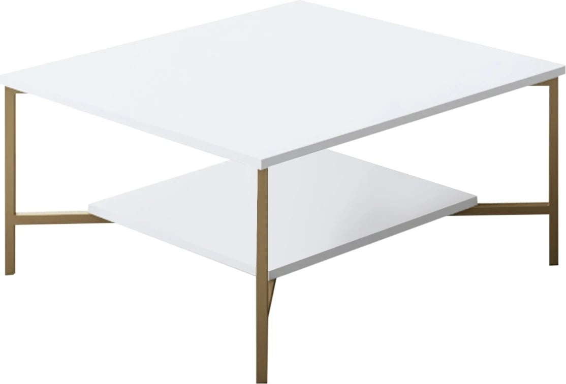 Tavolinë kafeje Hanah Home, Gold Line, e bardhë dhe e zezë