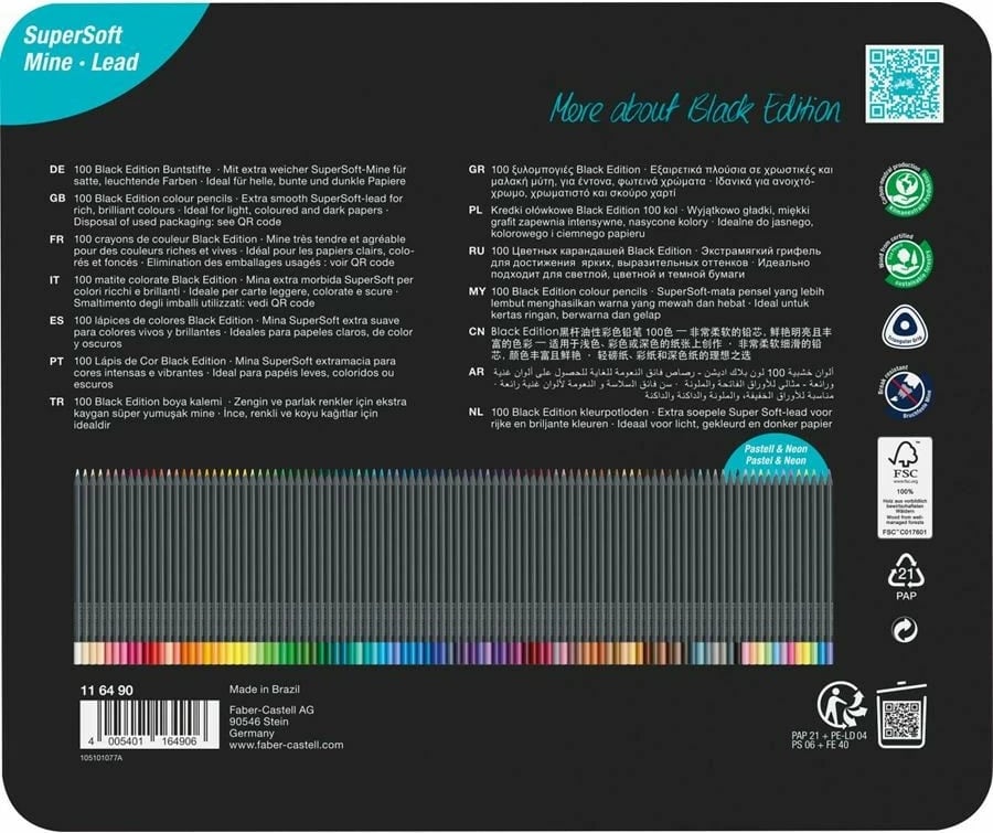 Set lapsa ngjyrues Faber-Castell 116490, 100 copë, ngjyra të përziera