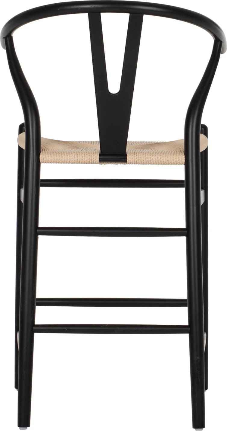 Karrige për bar BRAVE me shpinë Wishbone, dru ahu, ngjyrë e zezë, FH9405.02, 48x53x100H cm