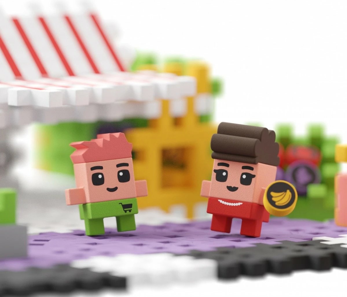 Set lodrash ndërtimi Marioinex Mini Waffle City Shop, 148 pjesë, shumëngjyrëshe
