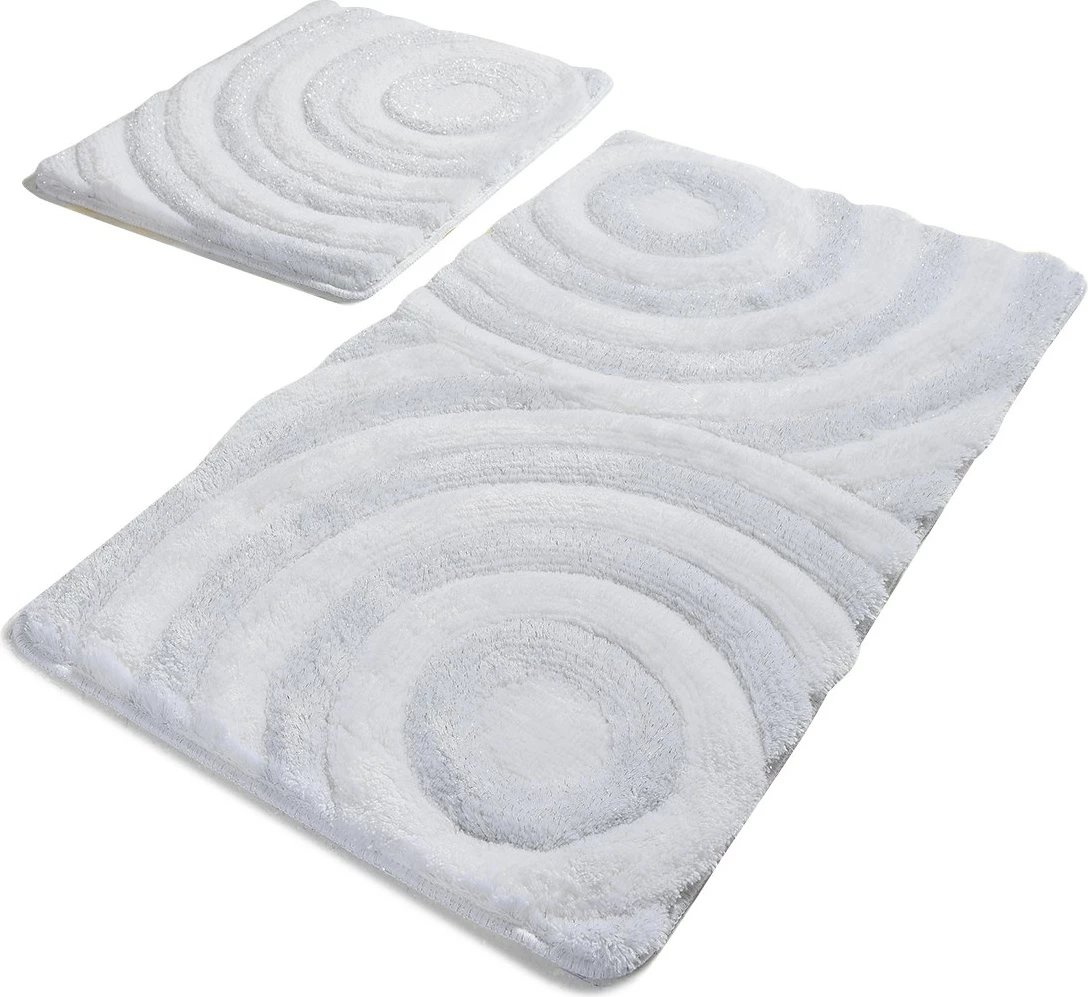 Set tapetash akrilike për banjo, 2 copë, model Wave, e bardhë