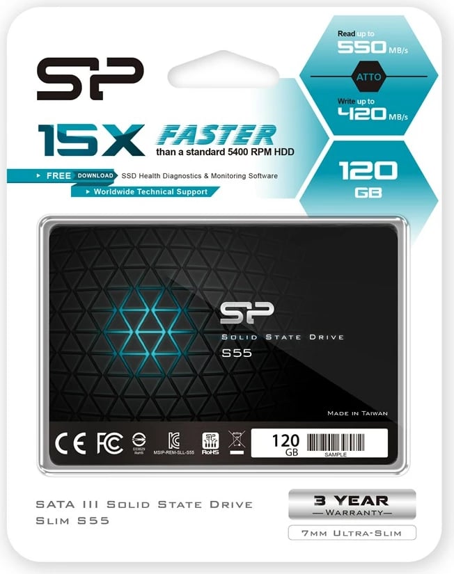 Hard disk i brendshëm Silicon Power Slim S55, 2.5", 120 GB, Serial ATA III TLC