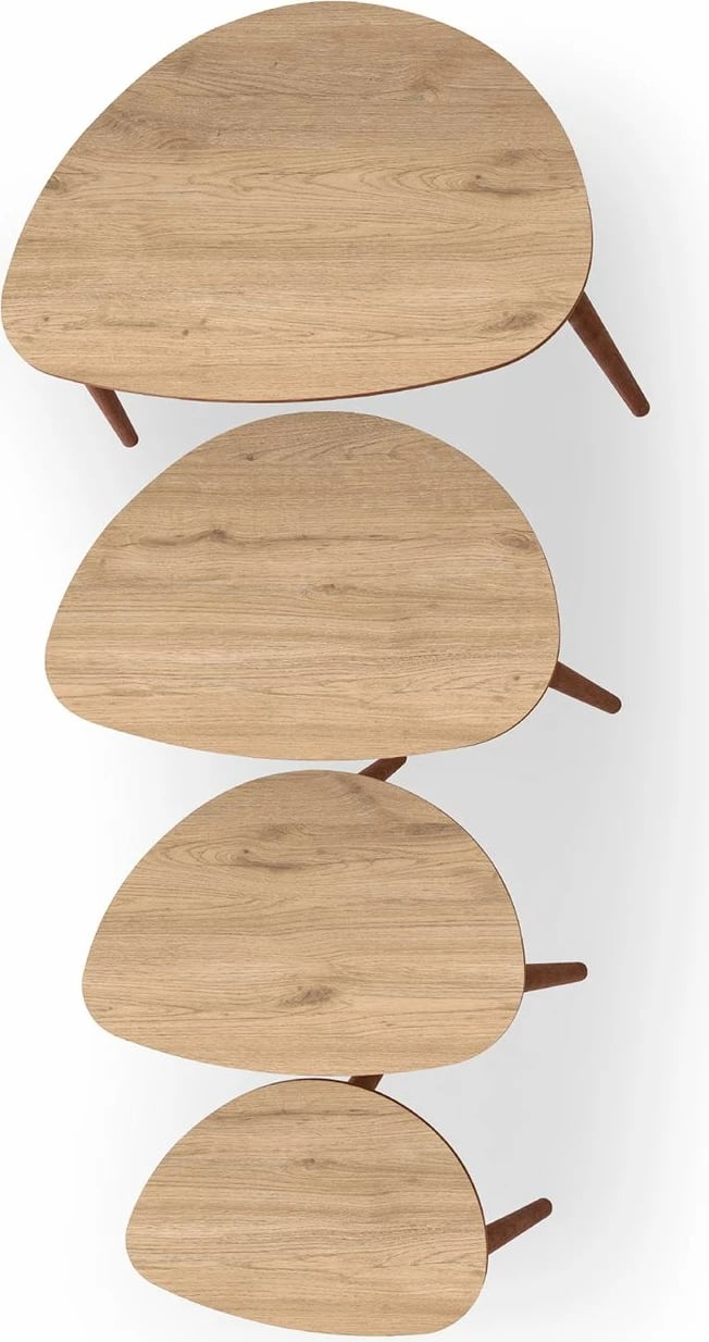 Set tavolinash të vendosshme (4 copë), Skye Decor, ngjyrë lisi, Nora