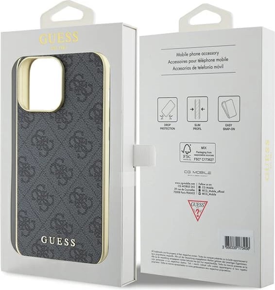 Mbështjellës Guess 4G Charms për iPhone 15 Pro Max, Gri