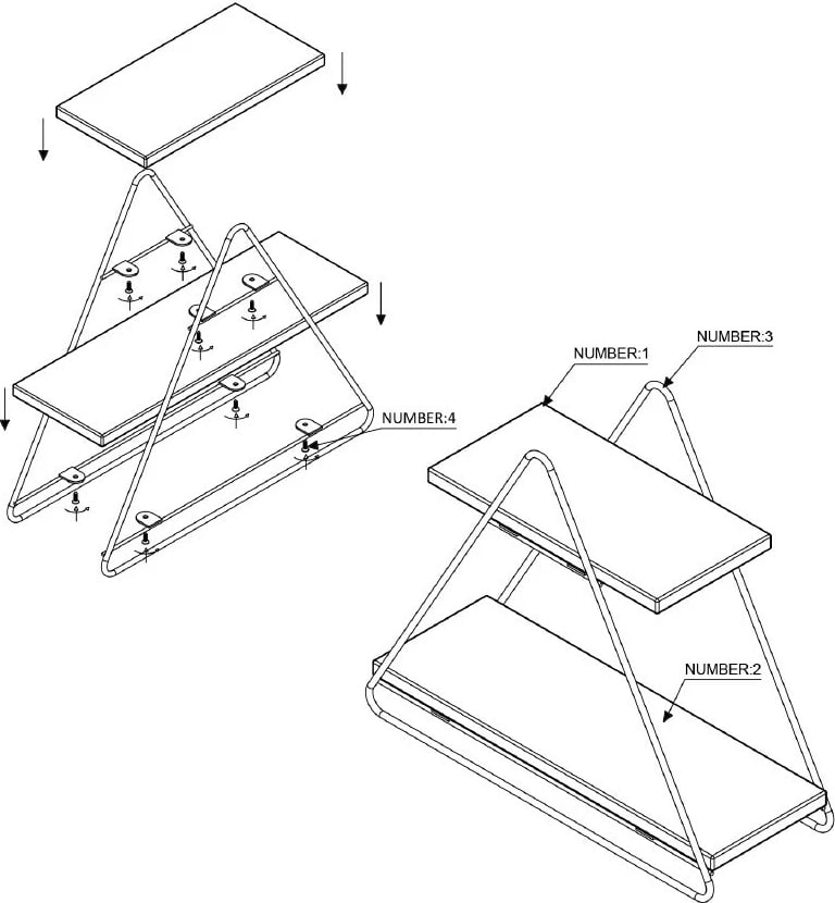 Raft muri prej druri të fortë, ngjyrë ari dhe kafe, Hanah Home, raf organizues shumë qëllimësh, 38x16x42cm