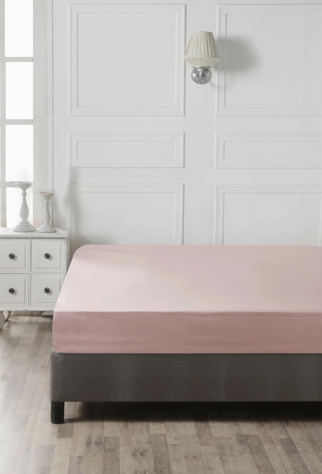 Çarçaf i shtrirë për krevat tek XL, ngjyrë Dusty Rose, L'essentiel