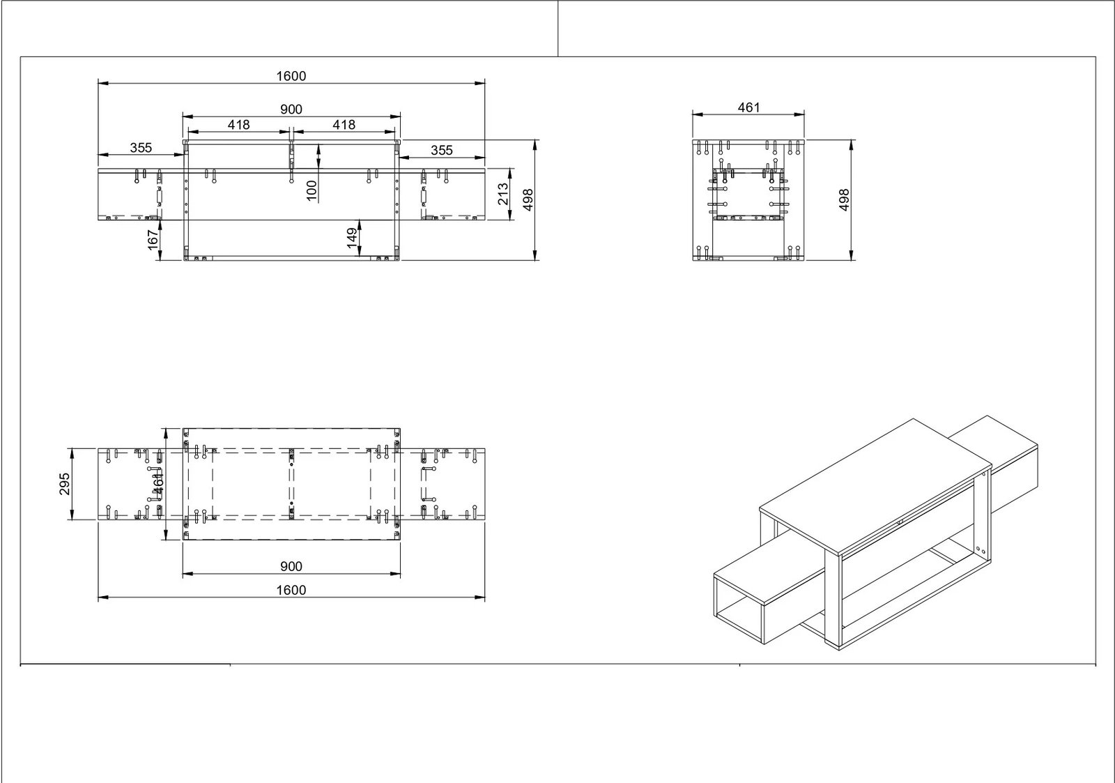 Komodë TV Hanah Home, ngjyrë e zezë dhe ari, Bianco