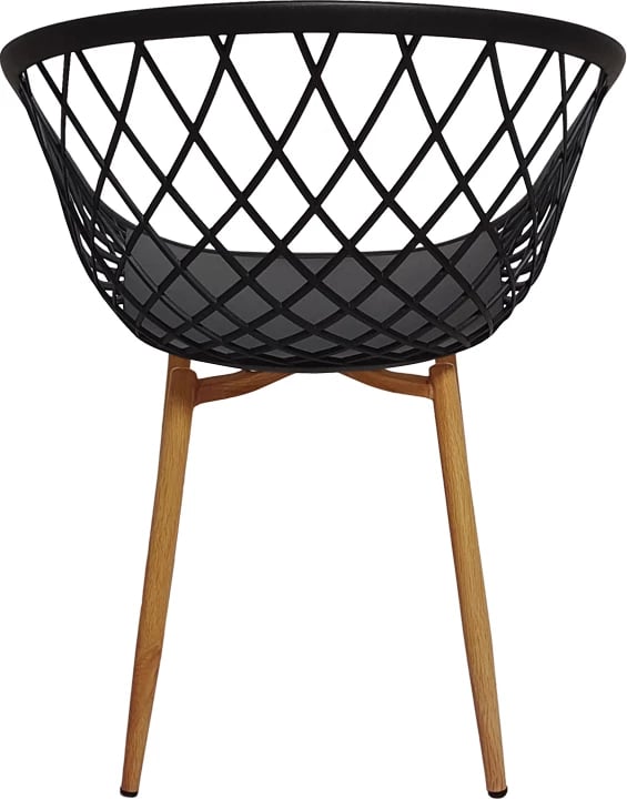 Karrige Ezra e zezë pp-këmbë metalike natyrale 62x42x82cm