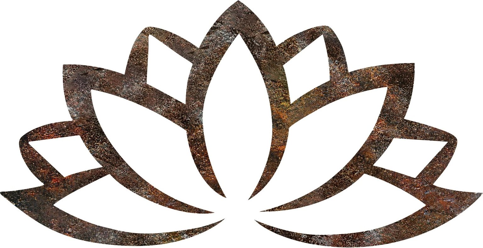 Aksesor dekorativ metalik për mur, lotus i ndryshkur, Wallity